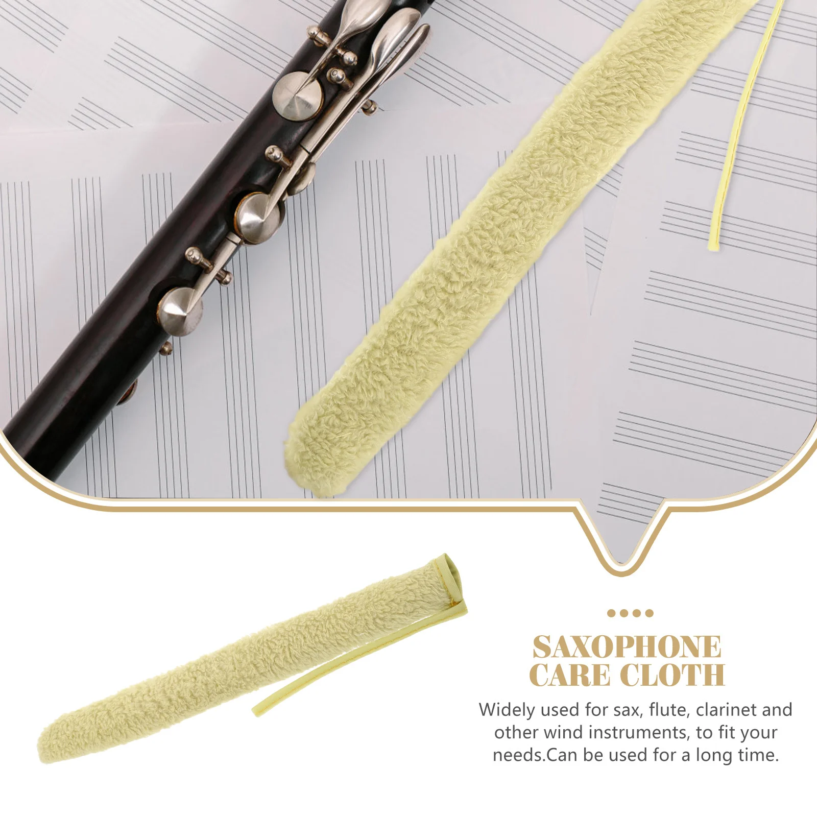 테너 색소폰 청소용 면봉 부드러운 천 클라리넷 플루트 내부 관악기 유지 관리 도구