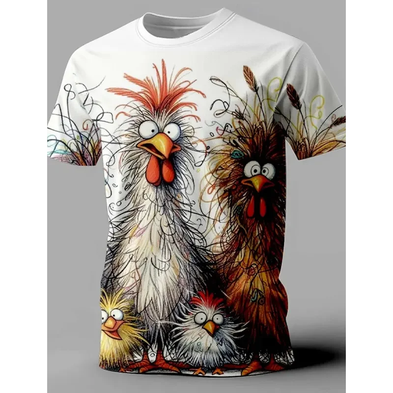 

Summer new men's fashion casual simple short-sleeved T-shirt comfortable breathable fun little chicken print short sleeve
