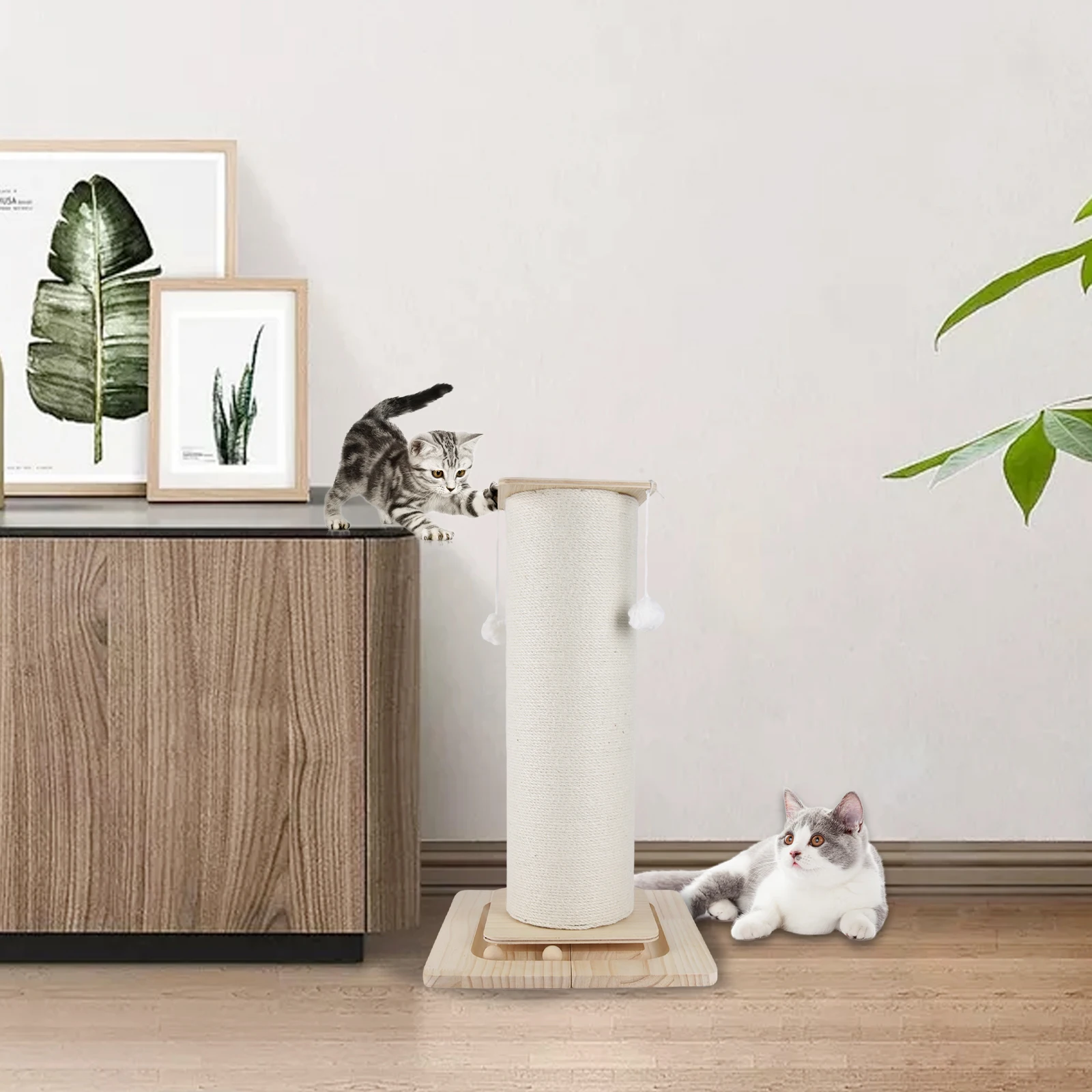 32 Zoll Robuster Katzen-Kratzbaum Großer Katzen-Kratzpfosten Katzen-Kratzbrett Vertikaler Katzen-Kletterbaum Einfache Montage – Detail 3