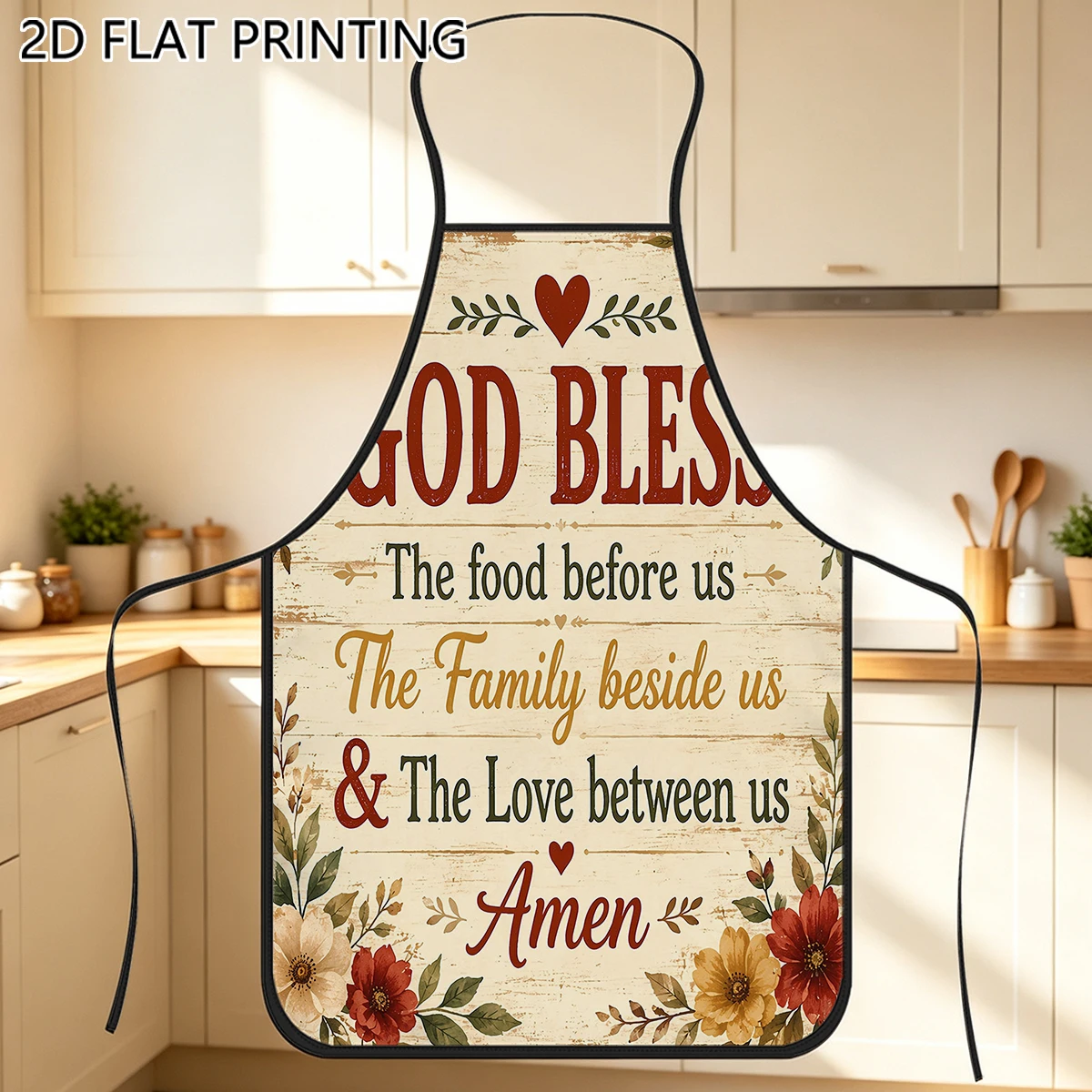 Home Cooking Quotes - 1pc Vintage Floral Blessing Quote Pattern