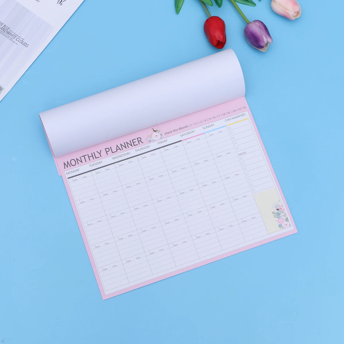 

20 Sheets Monthly Planner Calendar Schedule Organizer Agenda Notebook Pink Green Mixed Color Year Round Planning Task Tracker