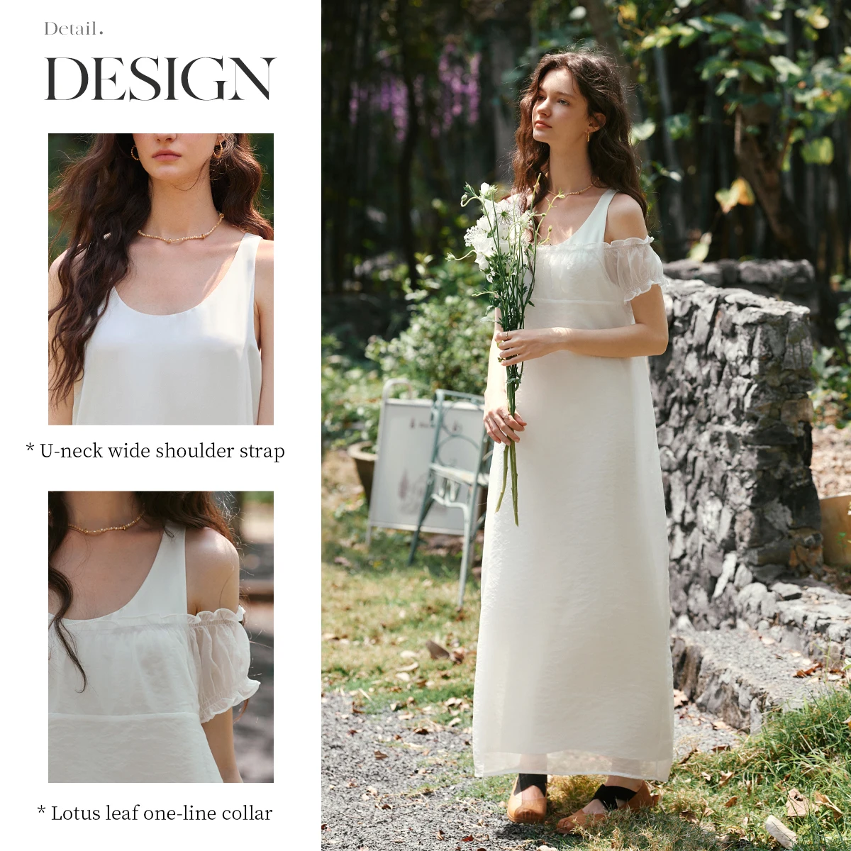 OLrain été femmes robe 2025 blanc Midi lâche dames Patchwork gaze élégant manches bouffantes Slash cou femme robes O57XL99132