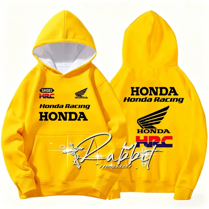

Honda HRC Racing Team 2025 Non Double Gold Wing Мотоциклетный гоночный костюм, толстовки для мужчин и женщин для любителей велоспорта, толстовки
