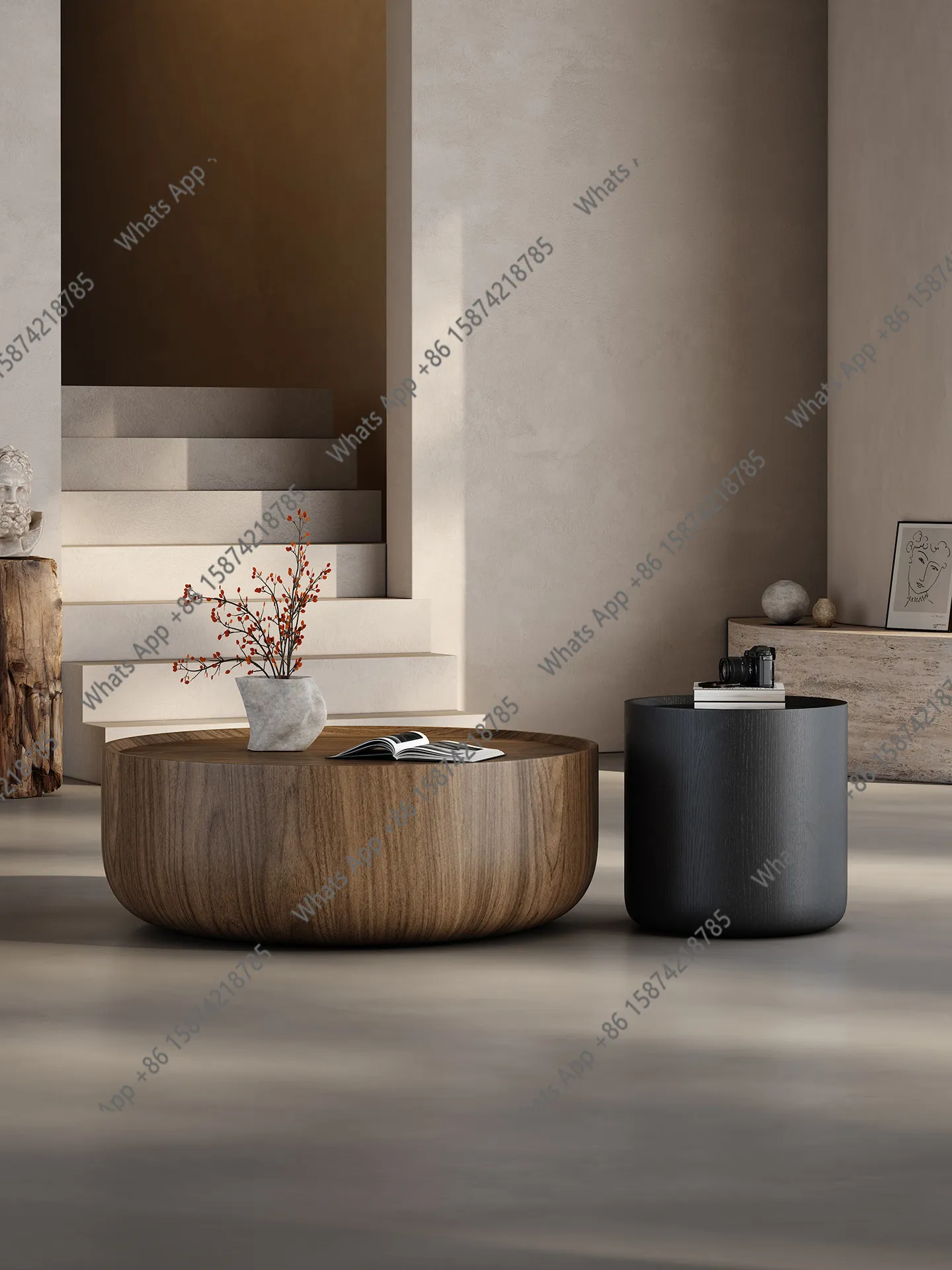 New second-hand coffee table combination living room home solid wood simple wabi-sabi style small apartment retro coffee table