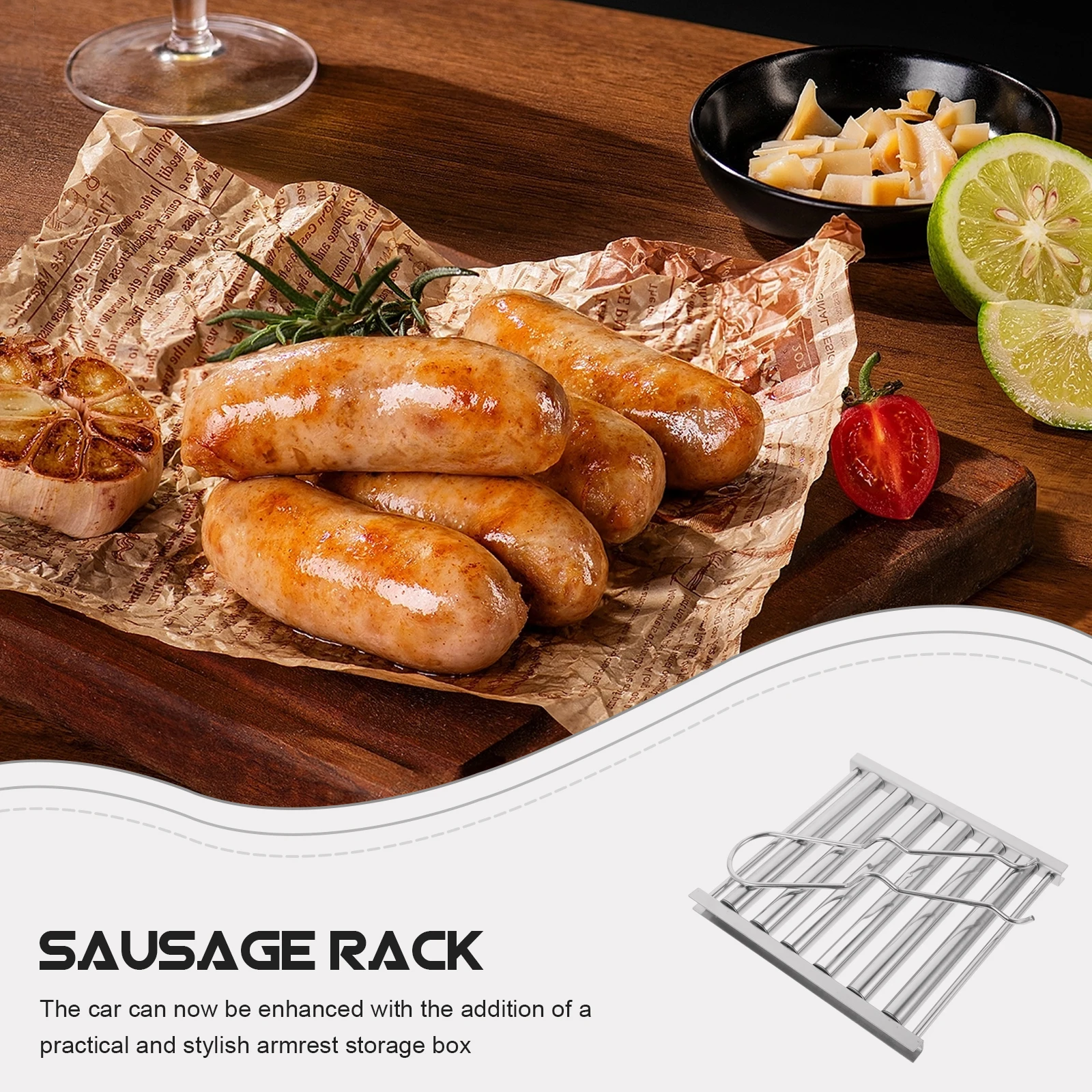 Rak St BBQ Sosis Hot Dog Baja Tahan Karat untuk Berkemah Luar Ruangan Penggemar Rumah Memanggang Piknik Barbekyu Portabel