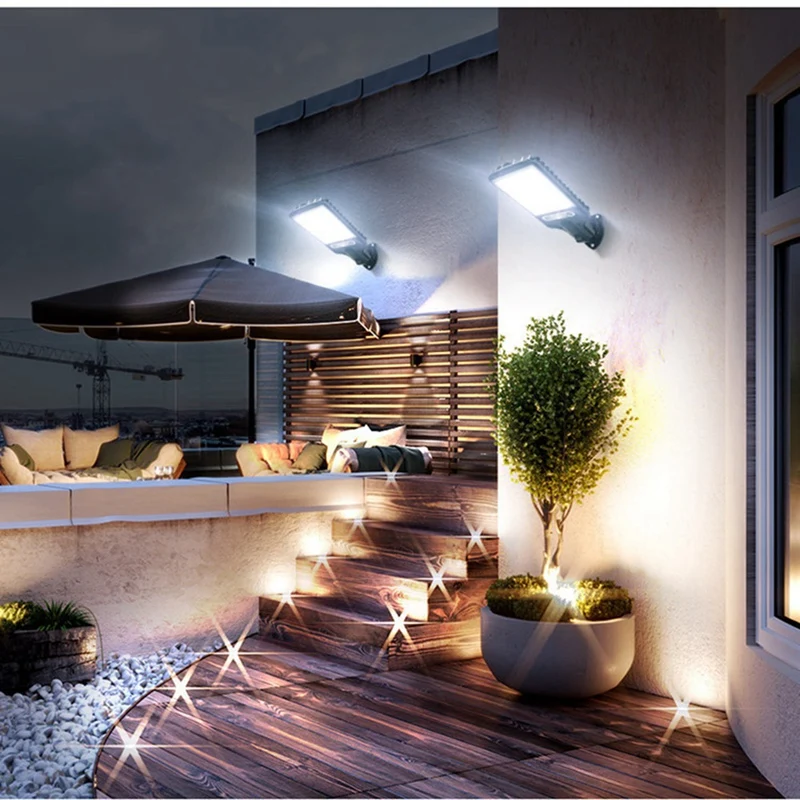 Lámpara de calle Solar para exteriores, luz de jardín impermeable con Sensor de movimiento impermeable de 3 modos, iluminación de seguridad para jardín y patio