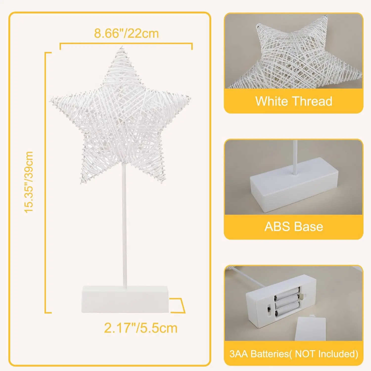 Battery Powered Star Moon Shaped Lamp, Bright LED Light Wrapped Iron Frame Christmas Family Bedroom Romantic Bedside Table Light view 6