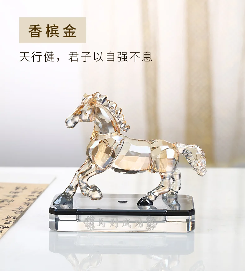 

High grade crystal Decorative gift HOME CAR company shop business good luck Success horse 3D FENG SHUI talisman