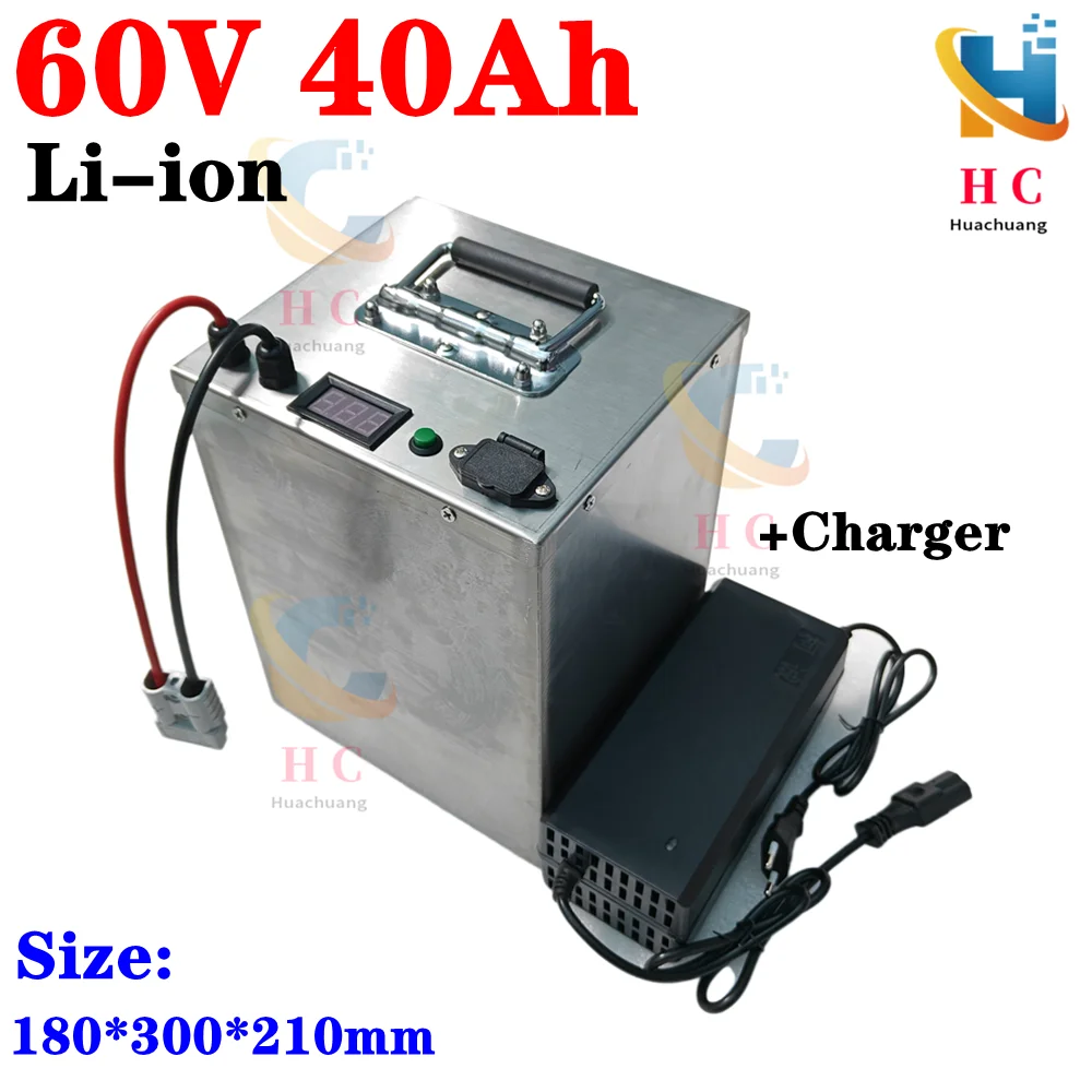 waterproof li ion 60v 40ah lithium ion bateria BMS for 3500W Tricycle scooter bike Motorcycle Citycoco Golf +5A charger