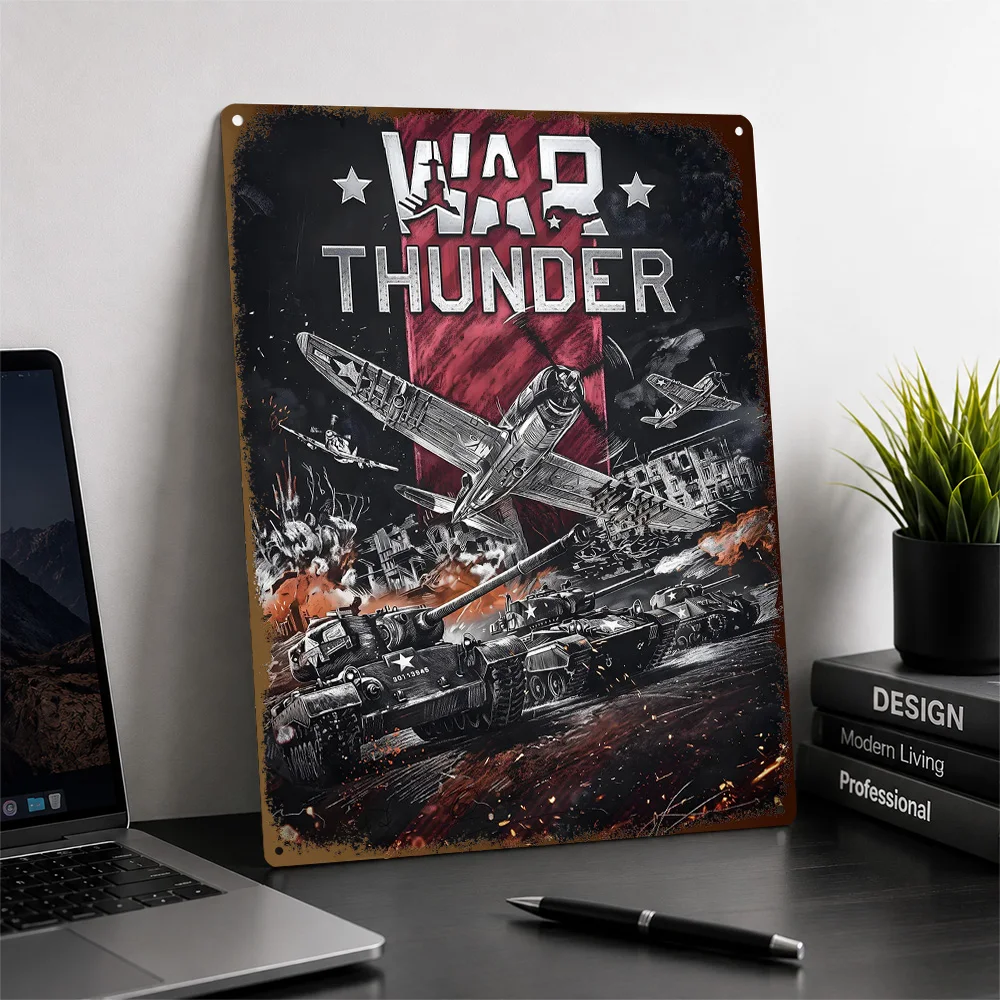 War Thunder Combined Arms Battle Aluminum Poster Customized Metal Tin Sign Battlefield Squad Design Wall Art Home Office Decor