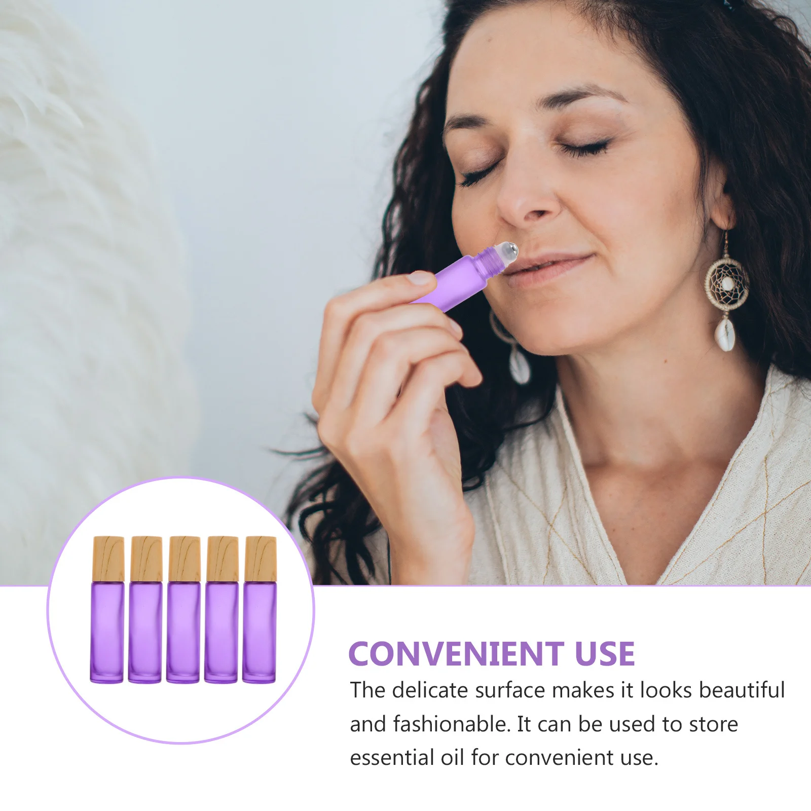 

5Pcs Glass Roller Bottles 10Ml Frosted Essential Oil Roll-on Bottles Refillable Perfume Vials Travel Size Accurate Drop Control