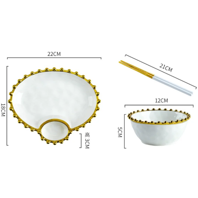 Ceramic Snack Plate Porcelain Rice Bowl White Creative Phnom Penh Beads Tableware Dumpling Dish Home Kitchen Supplies Dinnerware