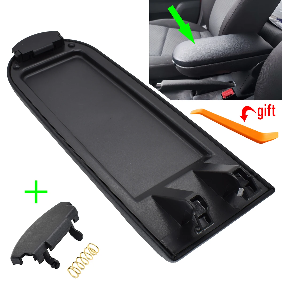 Car Armrest Cover Latch Lid Center Console Center Lock Clip Catch PU Leather Arm Rest Cap For Skoda Octavia Fabia Roomster Rapid