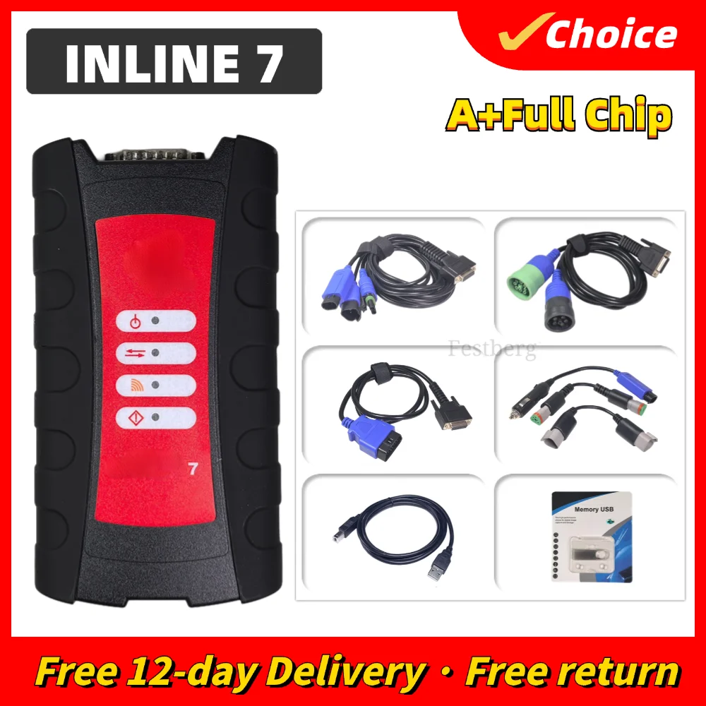 

Newest INLINE 7 for Heavy Duty Truck Data Link Adapter Truck Diagnostic Tool for Cum-min-s Best Truck Scanner