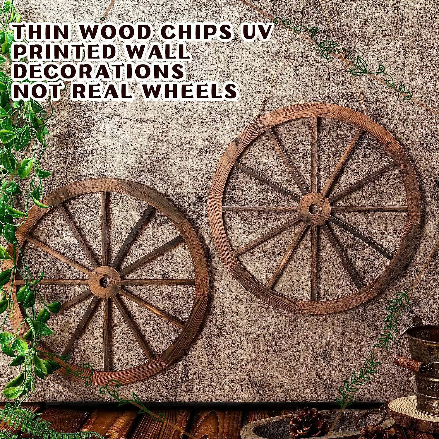 Wall Decoration Wall Hanging European American Home Decoration Retro Wooden Wheel Pendant Western Wooden Wheeler Wall Decoration