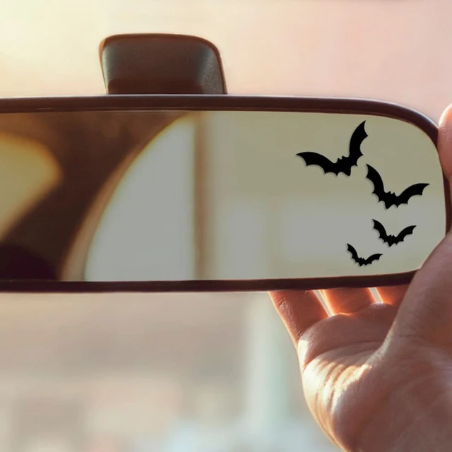 Upiorne nietoperze na naklejki samochodowe dekoracje wewnętrzne lusterko wsteczne naklejki na Halloween wodoodporne akcesoria wewnętrzne etykiety winylowe