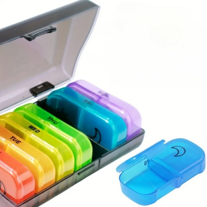 7-Day Large-Capacity Medicine Storage Box with 14 Independent Compartments, Helping You Arrange All Your Morning and Evening Med