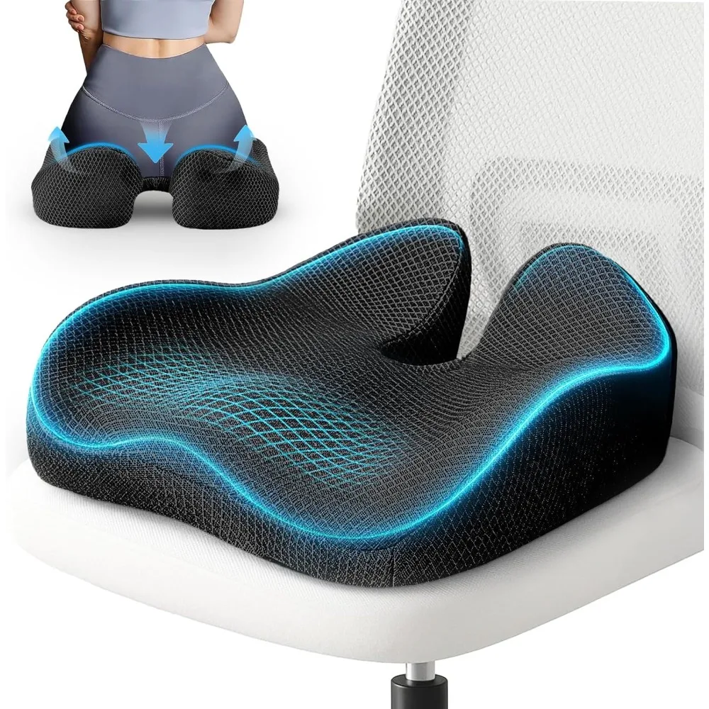 

Подушка для офисного стула, 19 x 17, эргономичная подушка для сиденья из пены с эффектом памяти для облегчения боли в спине, ишиасе и бедре