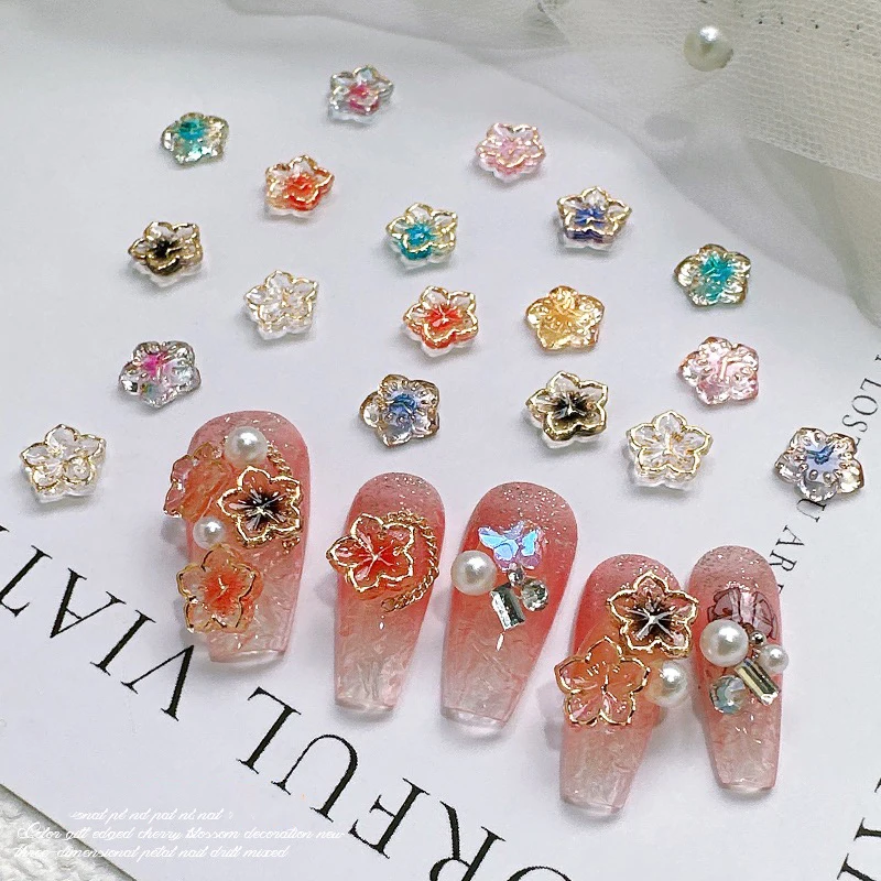 8mm Clock Flower Mixed Color Nail Art Decorative Resin Phnom Penh Bauhinia Flower Fashion 3D Manicure DIY Accessories 30/100pcs