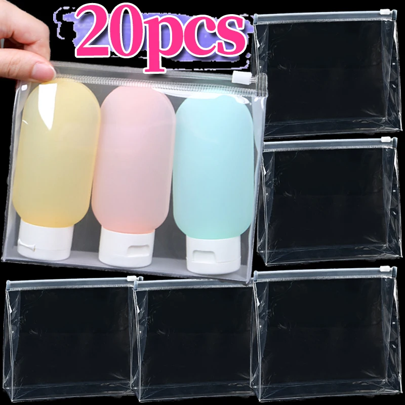 

Portable Travel Sealed Zipper Bags 3D PVC Transparent Stand Up Pouches Waterproof Toiletry Organizer Case Cosmetic Storage Bags