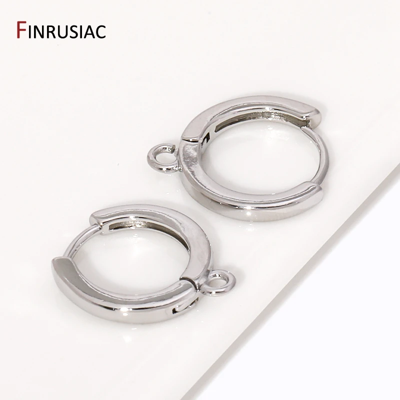 18K Gold Plated Brass Earring Hooks with Loop Round Ear Wires Huggie Hoop Earrings For DIY Dangle Earring Making Findings