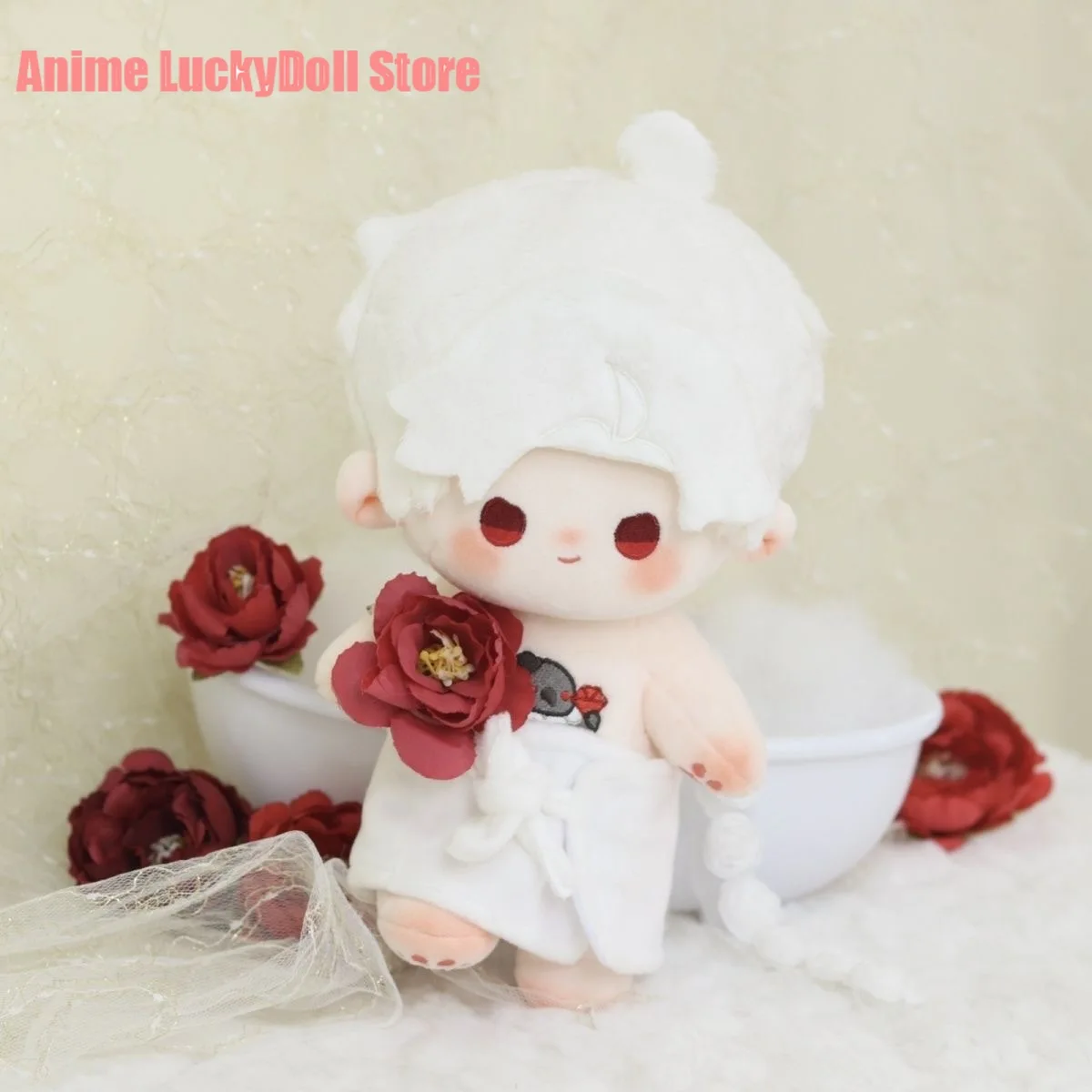 20cm Anime Love and Deepspace Sylus Cosplay Hair slices Series Sitting Posture Dress-up Body Plush Doll Stuffed Toys Maumet Toys