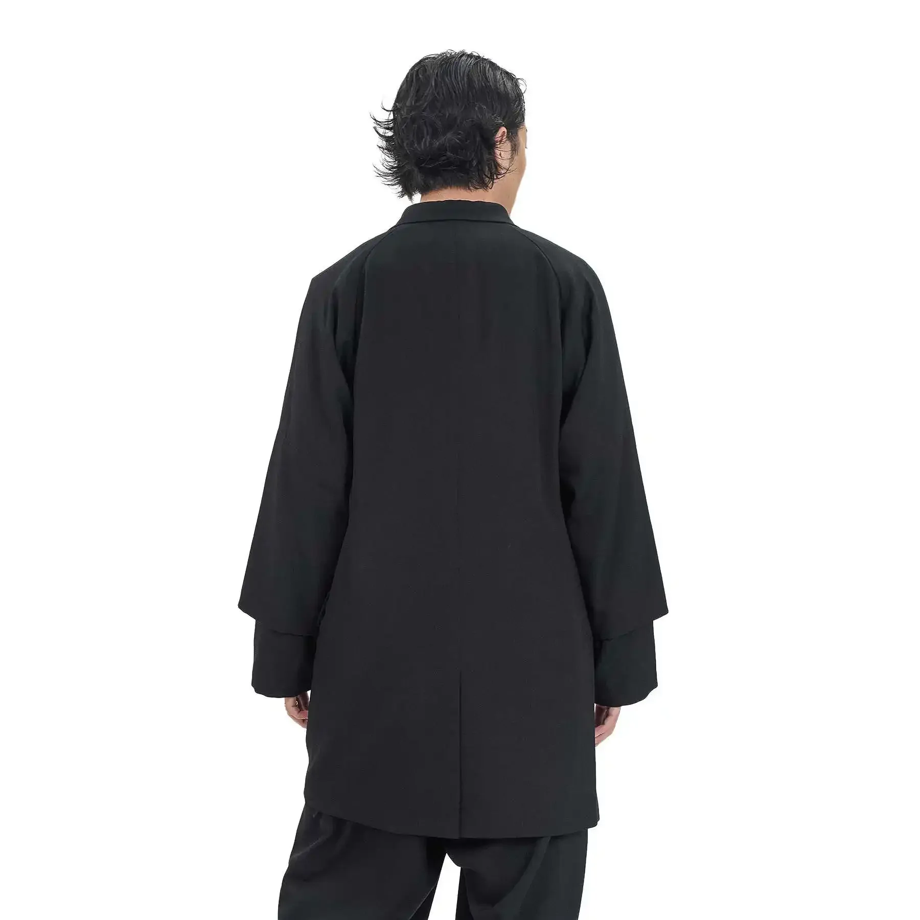 YOJI OOAK Cuff Design Western Collar Jacket Single Row Two Button Wool Jacket with Back Split Top for Men