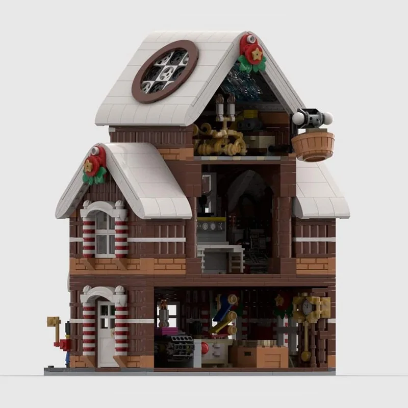 christmas theme holiday season house bricks santa xmas noel cottage blocks natale cabin winter village church moc building set