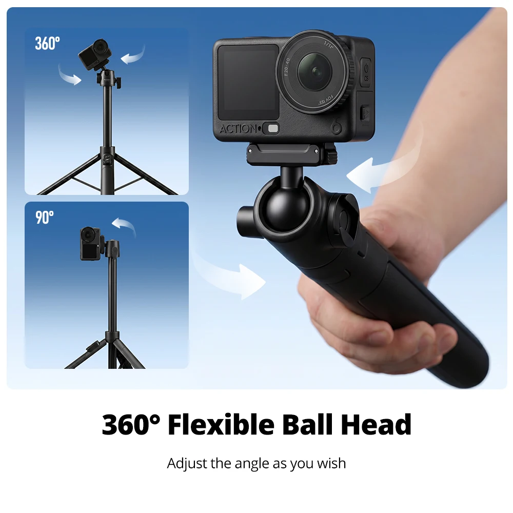 Ambitful DT07B Actiecamera Statief Selfie Stick 1,4 m Voor DJI Action 4/5 Pro/6/Osmo 360 Magnetische Snelkoppeling Bluetooth Afstandsbediening