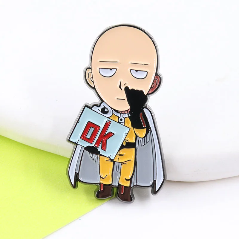 Cartoon Anime One Punch-Man Brooch Character Saitamaok Dialog Box Alloy Badge Sweet Jewelry Accessories