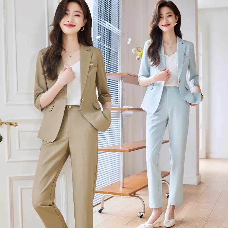 High-End Suit Jacket Women's Summer Thin2024New Fashion Casual Elegant Formal Clothes Business Suit Work Clothes