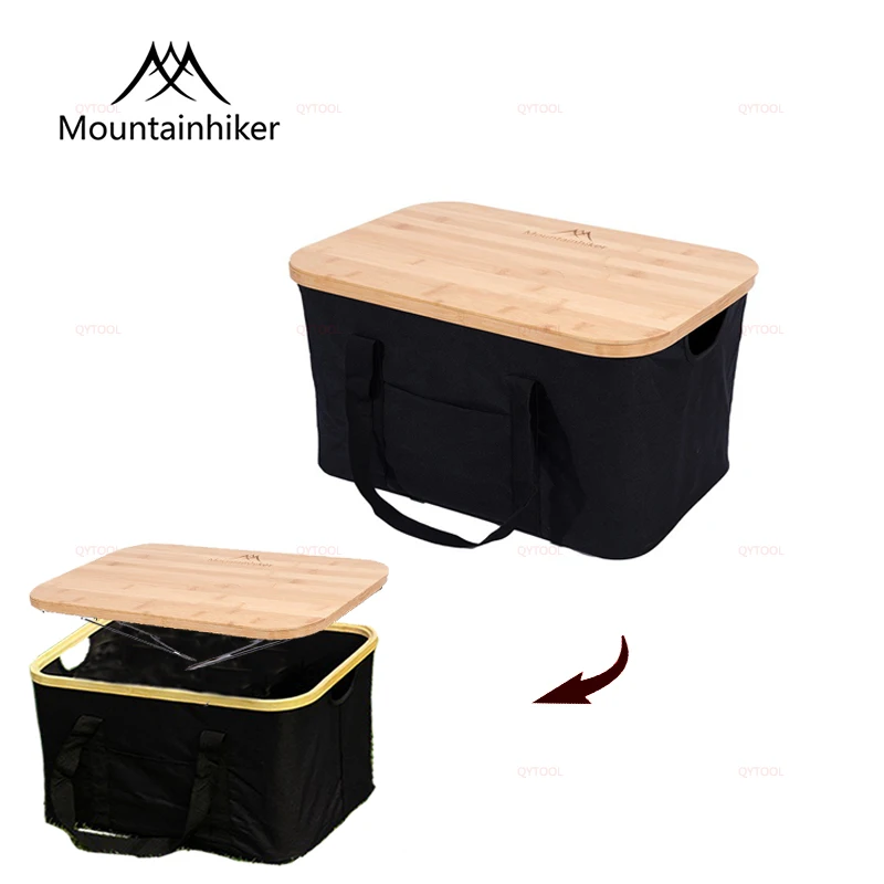 

MOUNTAINHIKER Camping Storage Basket with Table Board Portable Mini Folding Table Wooden Table Lightweight Camping Equipment