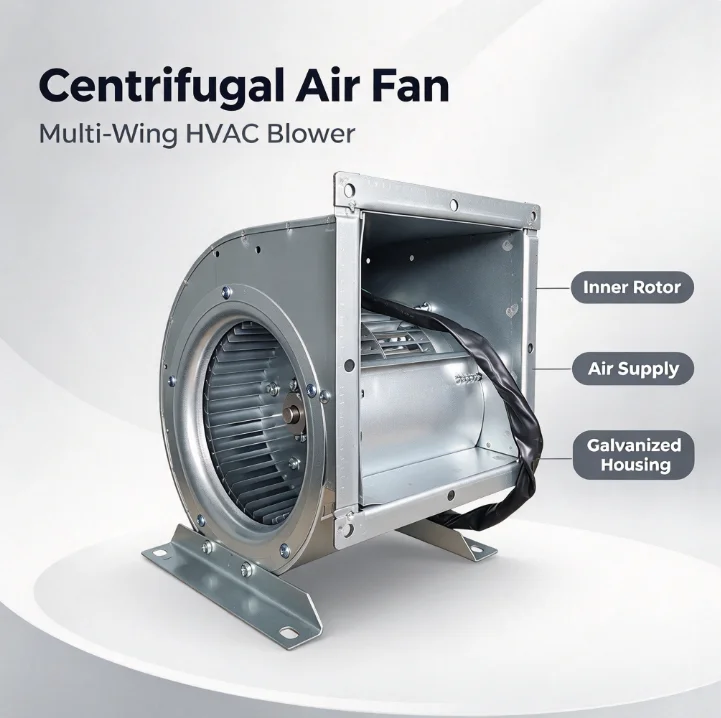 Air Conditioner Fan for SYZ7-7 Centrifugal Blower Multi-blade Inner Rotor Cooling Ventilation HVAC Fan Motor Industrial Exhaust