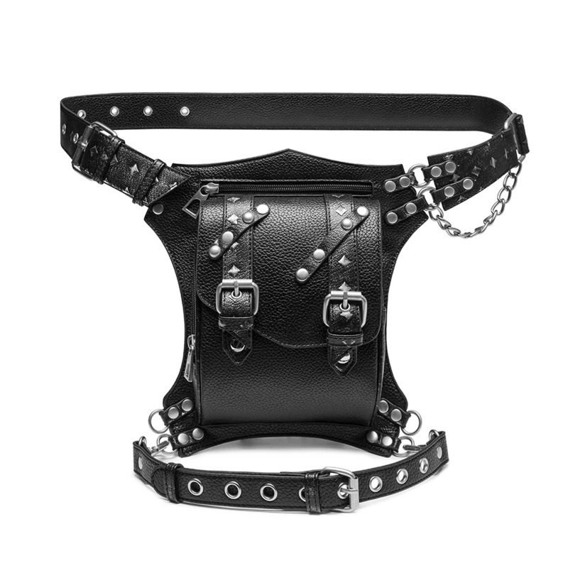 

Steampunk Waist Bag Fanny Pack Fashion Gothic Leather Shoulder Crossbody Bags Thigh Leg Hip Holster Purse Travel