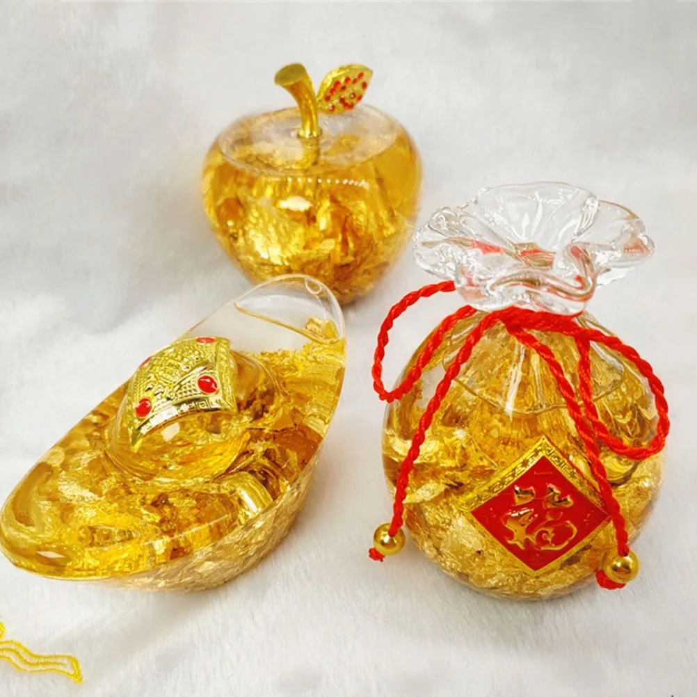 

1Pcs Gold Ingot Design Crystal Desktop Ornament Decorative Craft Feng Shui Wealth Lucky Shop Office Home Decoration