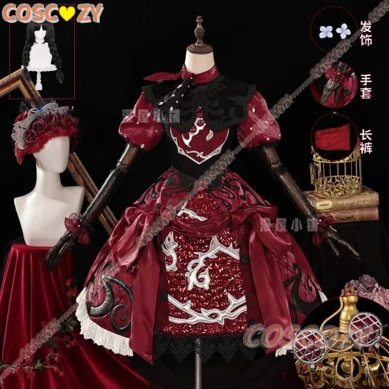 

Little Girl Identity V Miss Pomegranate Plate Cosplay Costume Wig Woman Dress Headwear Glasses Memory Halloween Event Uniform