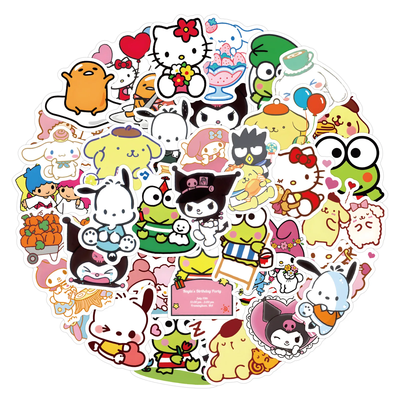 200PCS Sanrio Stickers Cute Cinnamoroll Kuromi My Melody Sticker For Laptop Phone Case Girls Anime Stickers Kids Toys DIY