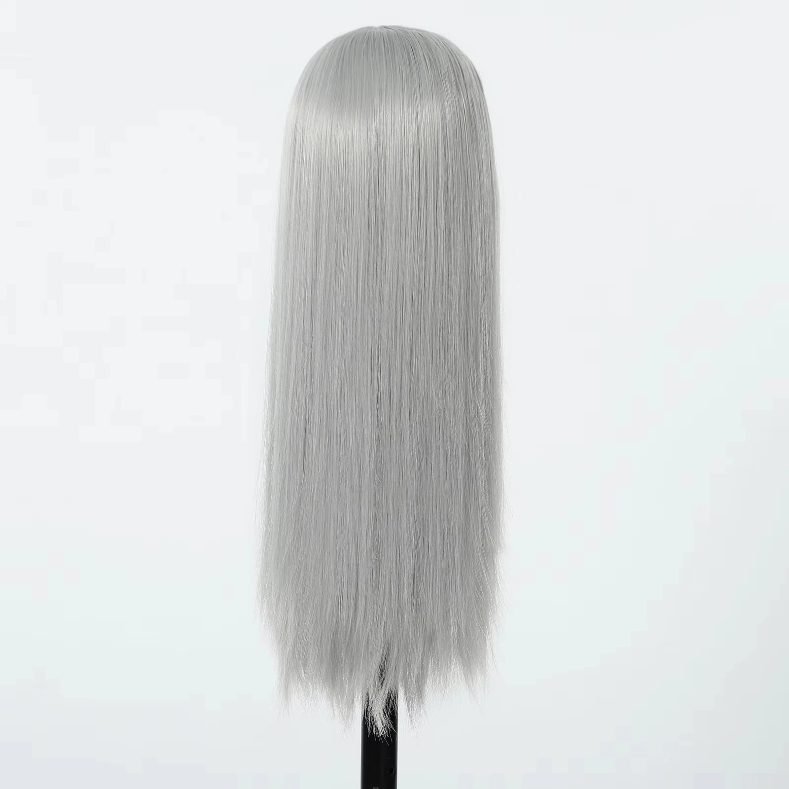 Grey Long Straight Synthetic Wig for Cosplay & Daily Use