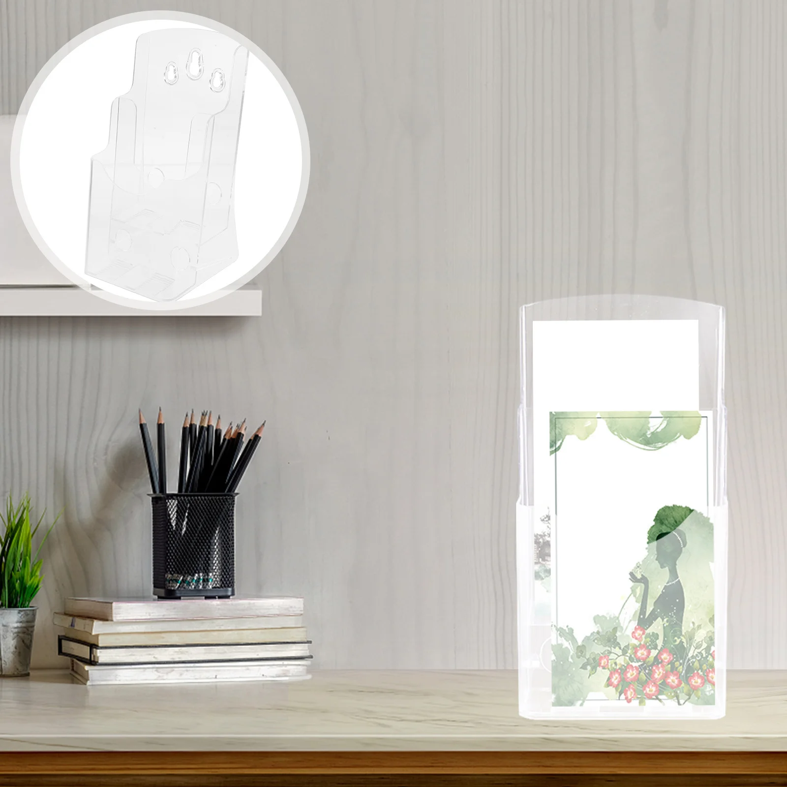 

Plastic Business Card Holder Compact Desk Stand for Name Cards and Leaflets Clear Display Organizer for Office Or Meeting Room