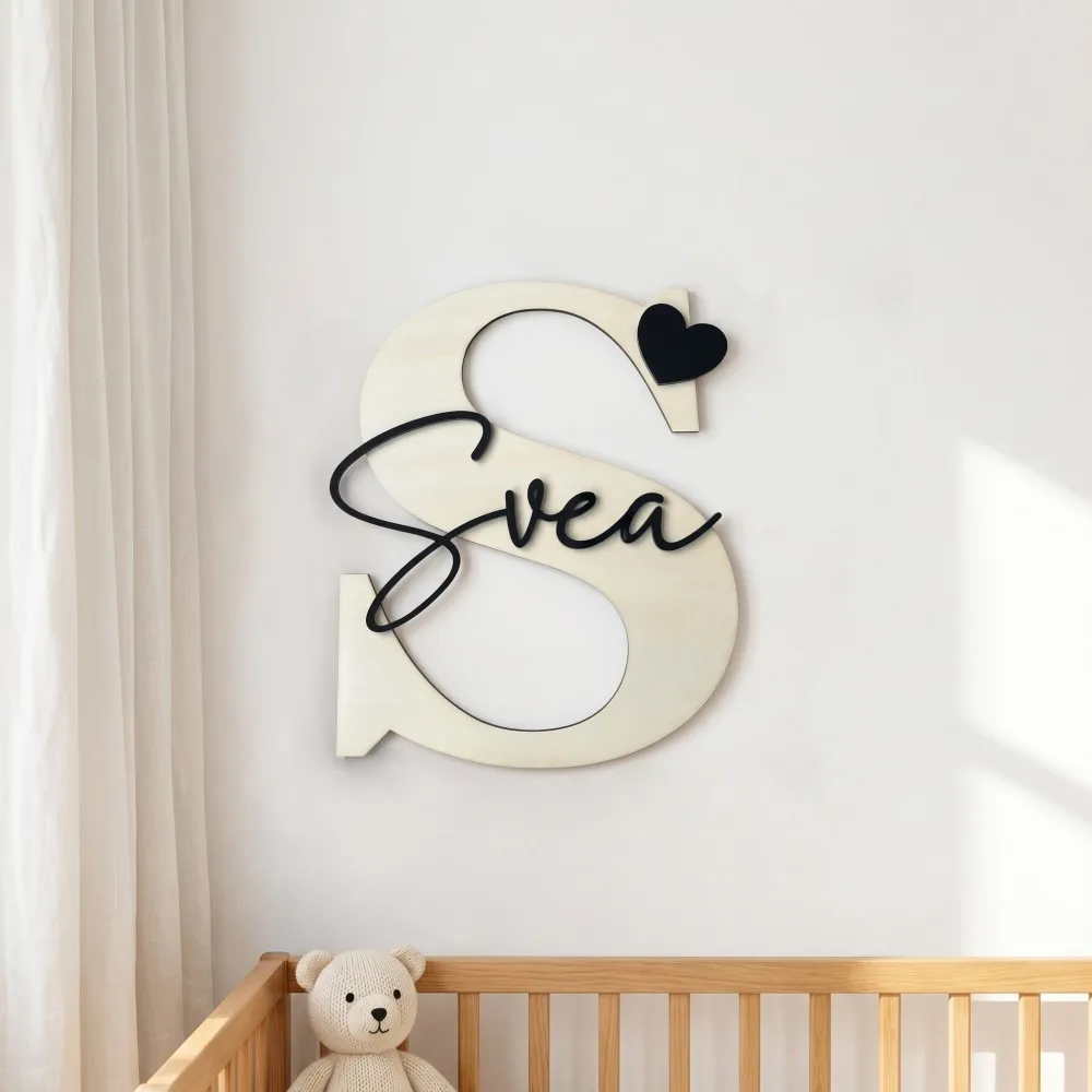1Pc Custom Cute Love Decoration Wooden Name Plaque,Home Nursery Room Wall Door Decor,Birthday Wedding Baby Shower Gift Gift