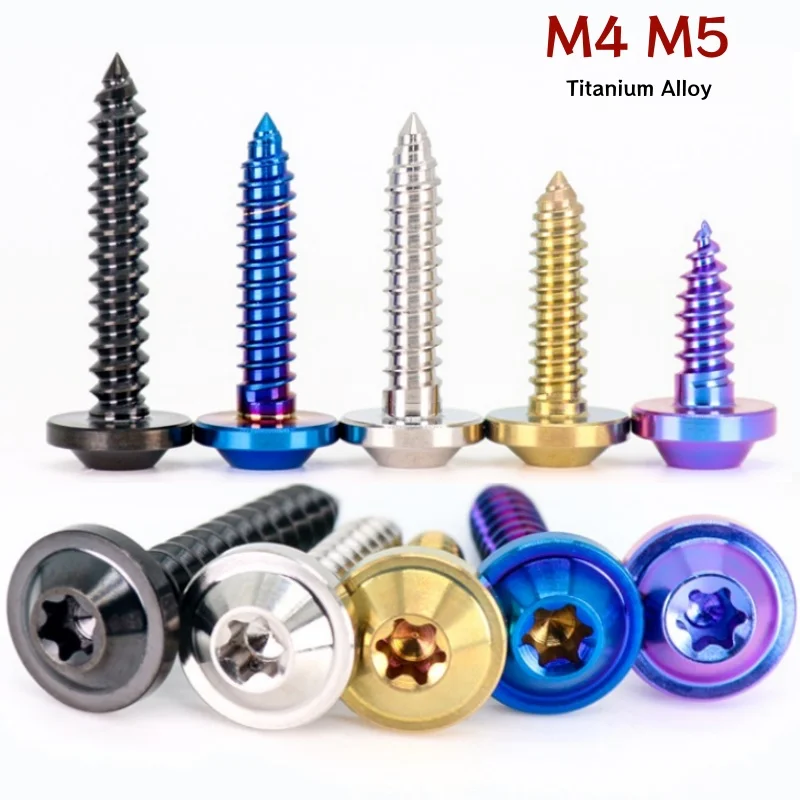 1/2/5pcs M4 M5 Titanium Alloy Bolts Self Tapping Screws Six-Lobe Torx Head for Bike Motorcycle Car Boat Ti Fasteners
