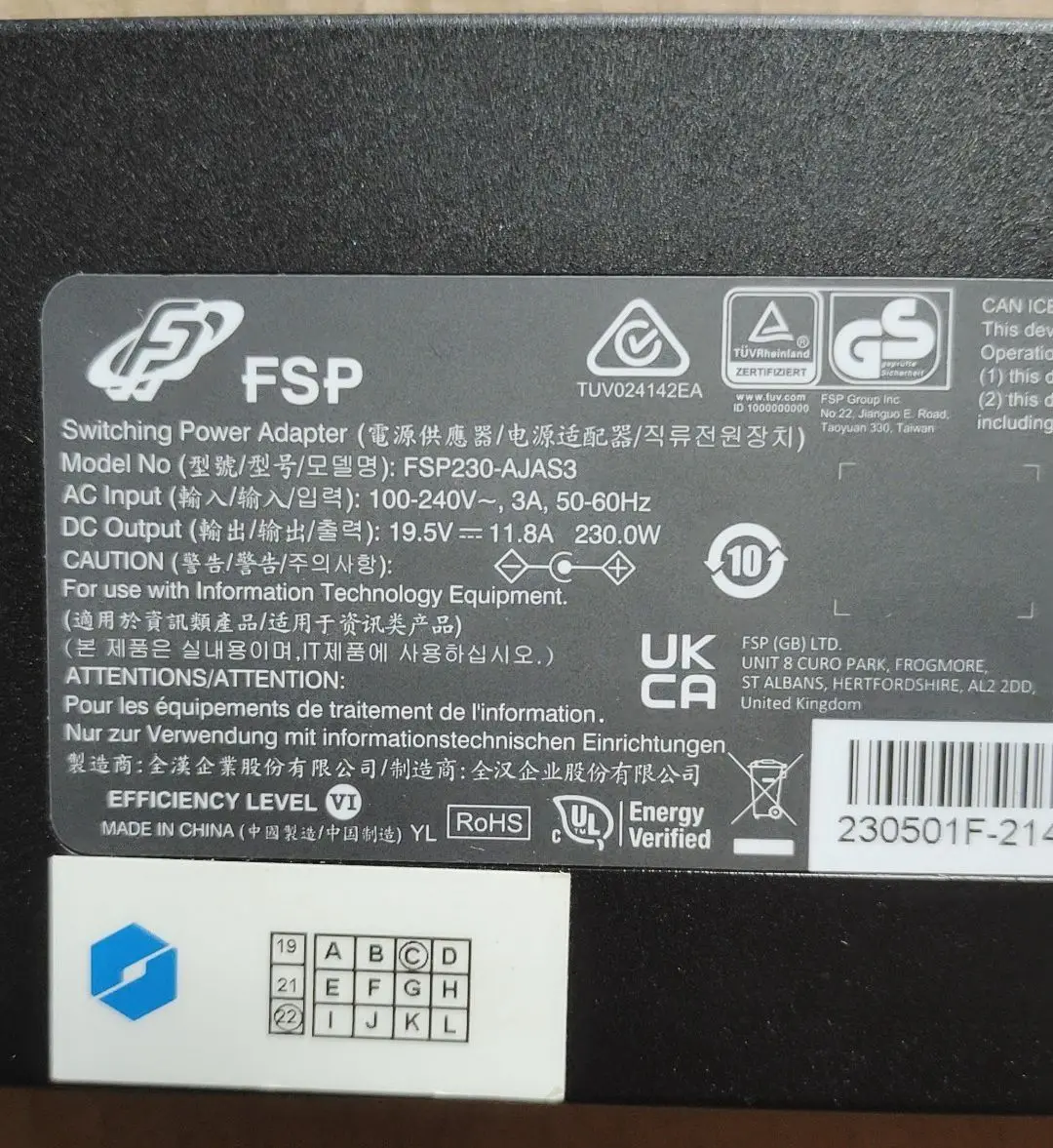 Genuine FSP 19.5V 11.8A /11.79A 230W 5.5x2.5mm AC Adapter FSP230-AJAS3 For INTEL NUC8I7 NUC9I9 NUC9I7 NUC9I5 Laptop Power Supply