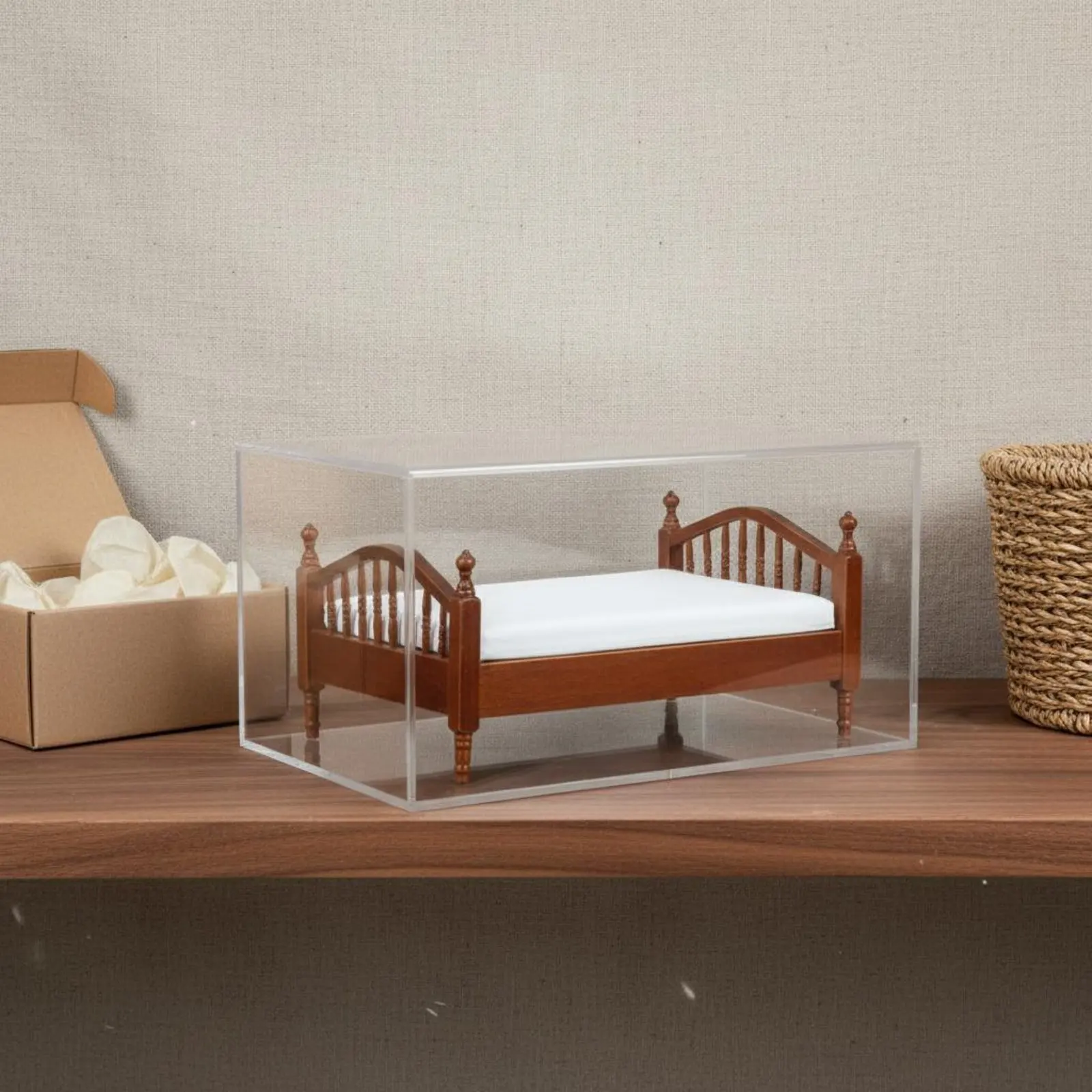 1:12 Scale Bed Textile Bedding Dollhouse Bed Toy Furniture Sturdy Build Miniature Home Decor Traditional Design