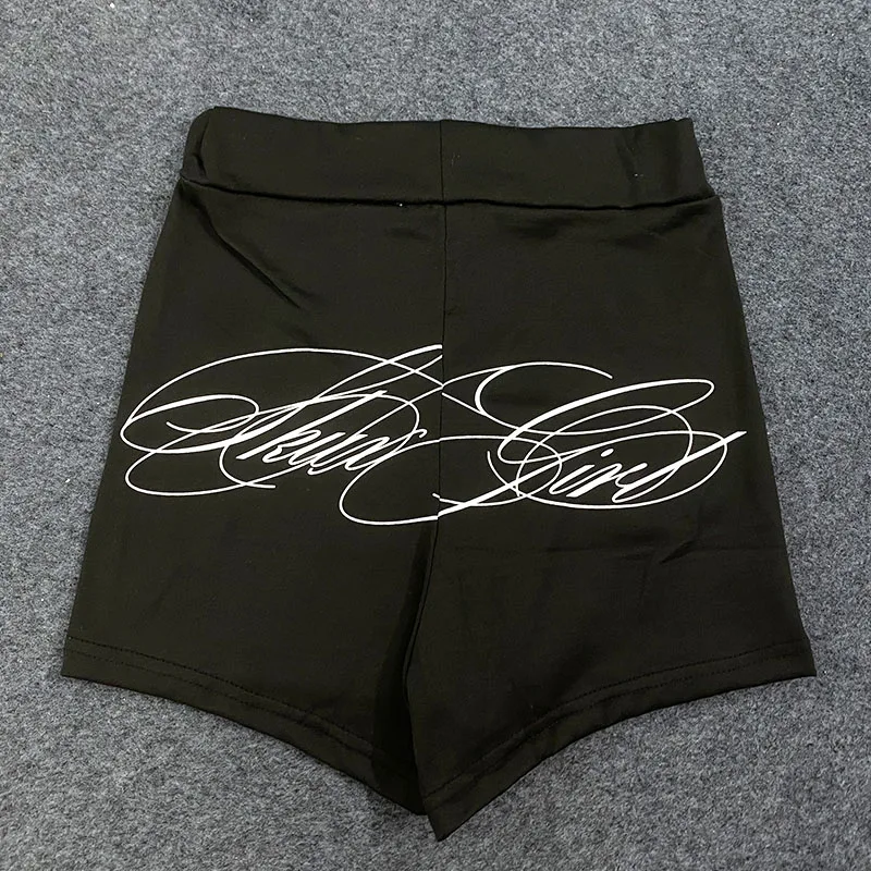 Letter Printed Aesthetic Hip Hop Shorts Sexy Spice Girl Mini Pants Y2K Summer Beach Holiday High Street Low Waist Slim Hot Pants