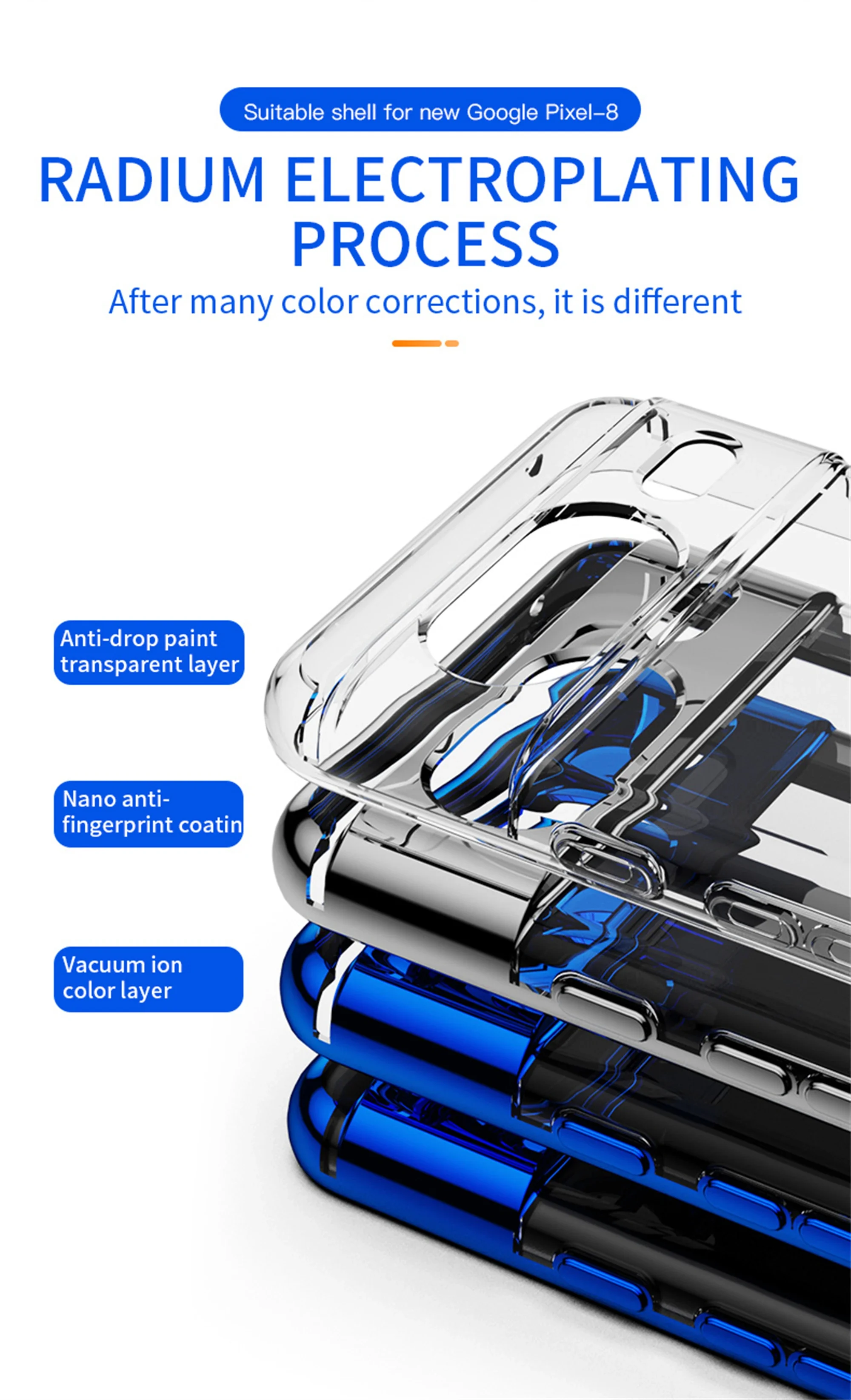 Slim Plating Clear Magnetic Phone Case for Google Pixel 9Pro 9 8Pro 8A 8 7Pro 7A 7 6A 5A Metal Ring Kickstand Cover