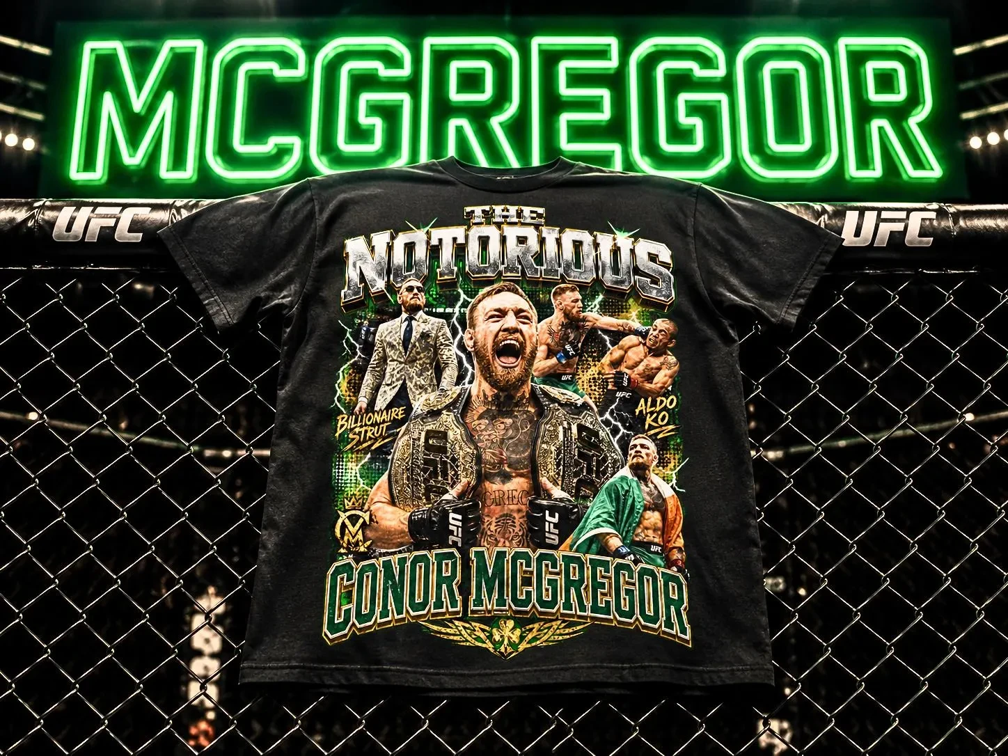Vintage Conor McGregor Printed T-shirt Men Loose Oversized UFC The Notorious Fighter Graphic Tee MMA Boxing Fan Casual Short