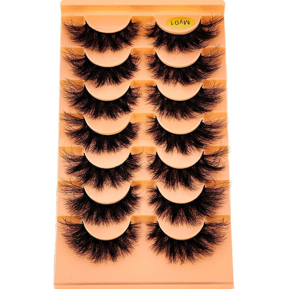 HBZGTLAD-Faux-Cils en Forme d'Œil de Chat, Accessoire de Maquillage, Volume Réutilisable, fissuraminants, Doux, Croisés, Bande Russe, Manga, 7 Paires