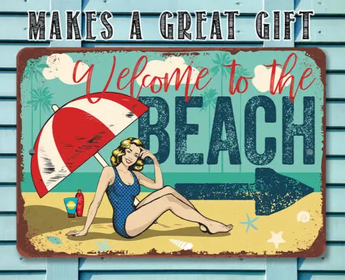 Metal Sign - Beach Directional (Right) - Durable Metal Sign - 8