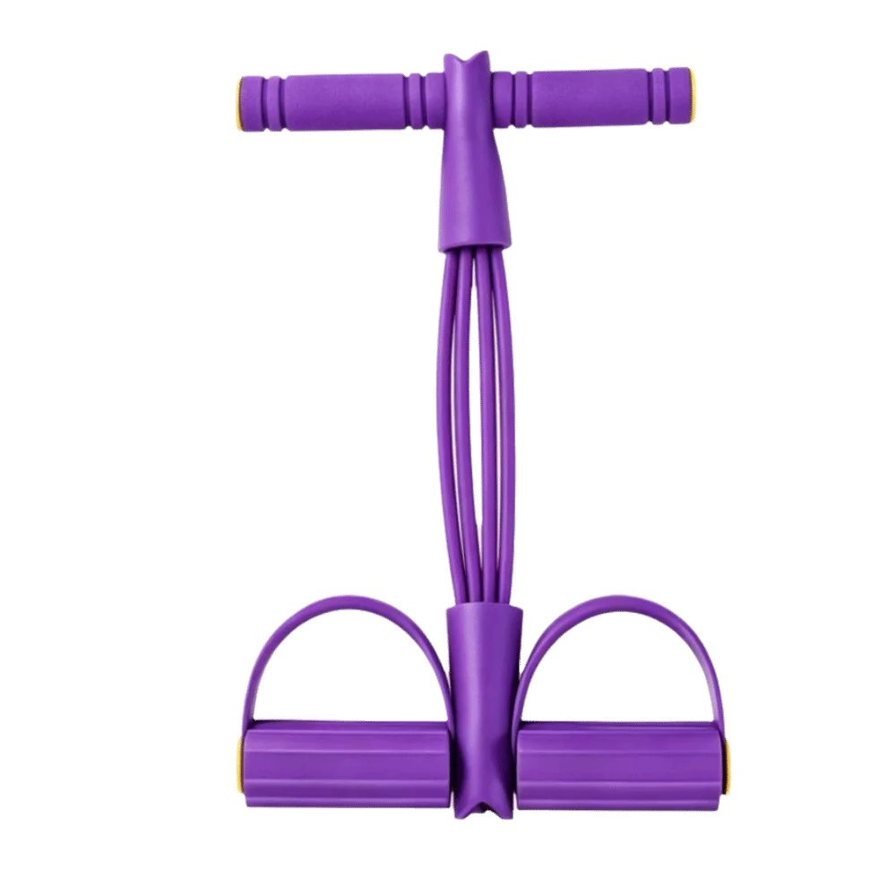 2PCS Compact 4 Tube Pedal Resistance Band 6 Tube T Handle Foot Pedal Exerciser Dual Foot Pedals ABS Sit up Trainer Core Training