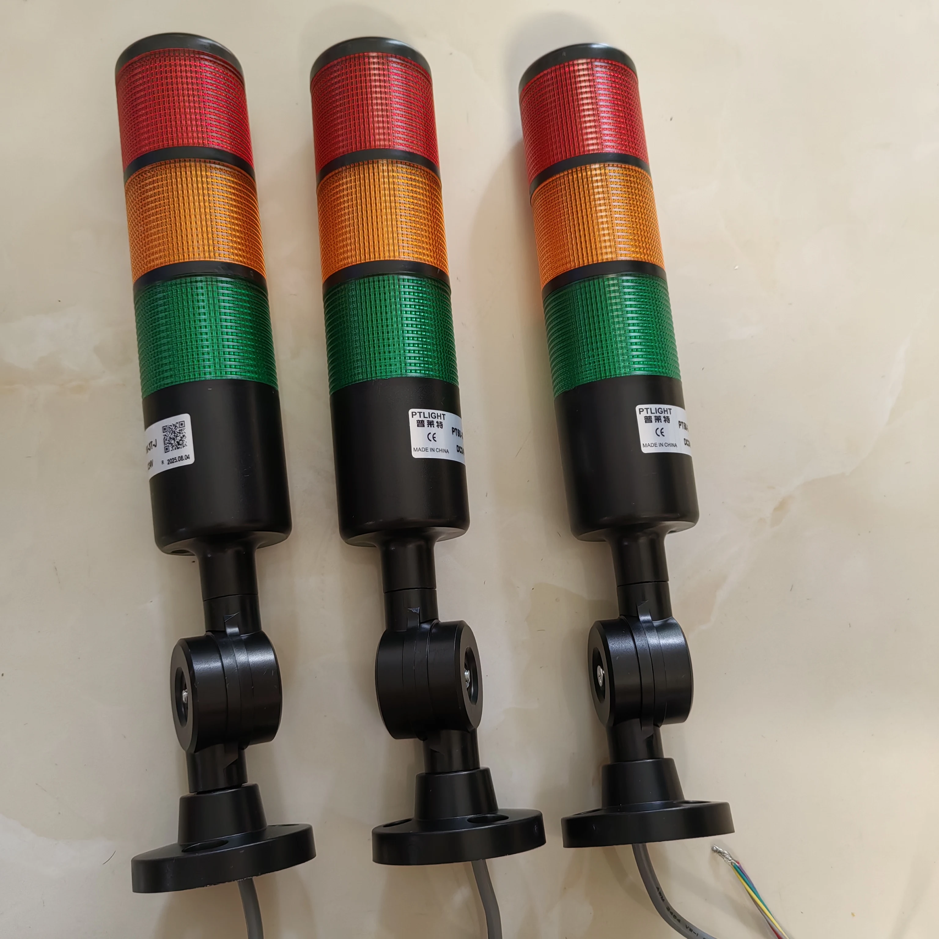 3PCS Black Dia 50mm LED Stack Warning Lamp 3 Color Buzzer Safety Industrial Lamps For CNC machines